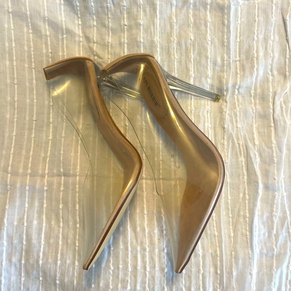 Clear stiletto heels